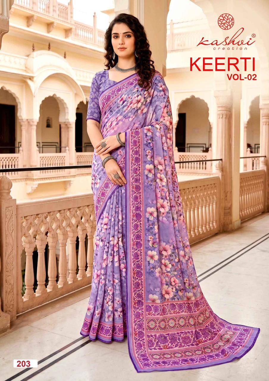 KEERTI VOL 02 By KASHVI CREATION 201 To 208 Series Indian Traditional Wear DULL MOSS VISCOSE sarees At Wholesale Price